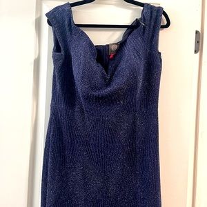 Vince Camuto off the shoulder metallic Gown